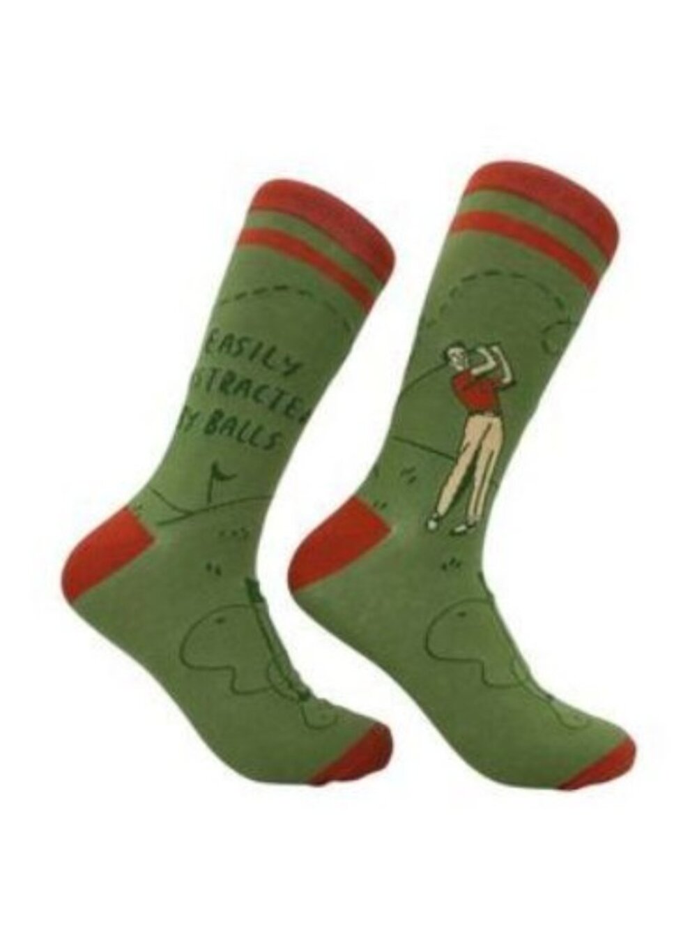 Easily Distracted By Balls Mens Golf Socks Crazy Dog Green Funny